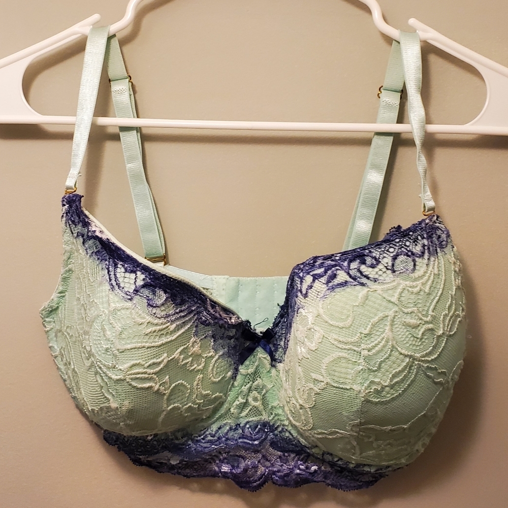 Body Frosting Women 40D Blue Bra with Lace